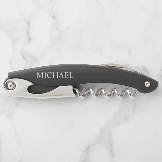 Masculine Personalised Name Waiter's Corkscrew (Front)