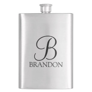 Masculine Personalised Script Monogram and Name Hip Flask