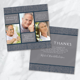 Masculine Photo Funeral Sympathy Thank You Card