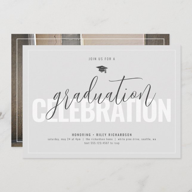 Masculine Photo Graduation Party Invitation (Front/Back)