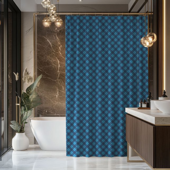 Masculine Plaid Curtain Blue Tartan Gift Look (Masculine Plaid Curtain Blue Tartan Gift Look)
