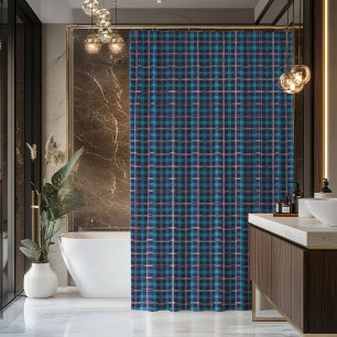 Masculine Plaid Curtain Blue Tartan Gift Look