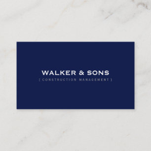 MASCULINE plain simple smart dark navy blue Business Card