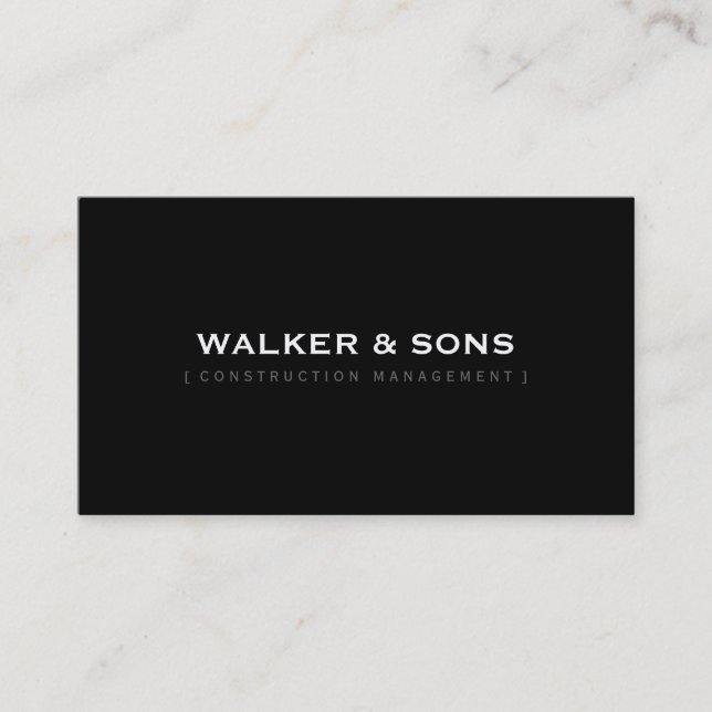 MASCULINE plain simple smart white black grey Business Card (Front)