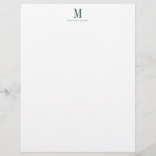 Masculine Professional Green Monogram Custom Letterhead