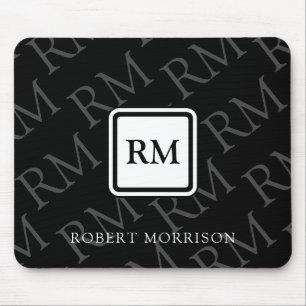 Masculine Professional Modern Elegant Monogram Mouse Pad