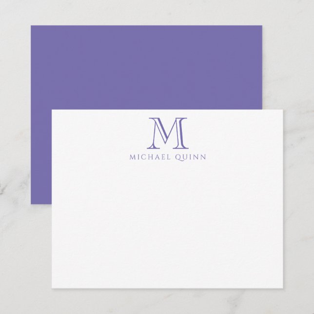Masculine Purple Initials Name Monogram Purple Card (Front/Back)