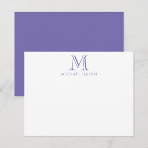 Masculine Purple Initials Name Monogram Purple Card