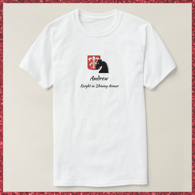 Masculine Red and Black Knight in Shining Armour T-Shirt (Creator Uploaded)