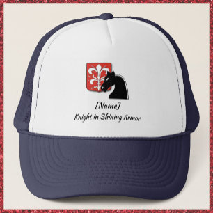 Masculine Red and Black Knight in Shining Armour Trucker Hat