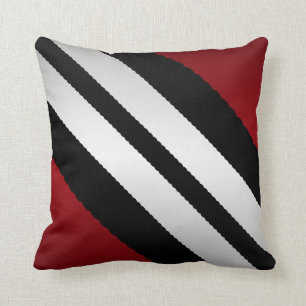 Masculine  Red Black Grey Stripes Design Cushion