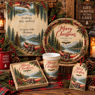 Masculine Rustic Mountain Canoe Christmas | Gift Tags