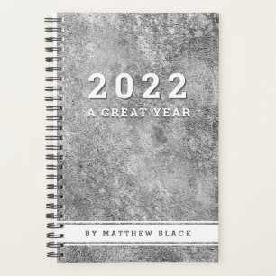 Masculine Silver Grunge Mens Businessman Plan 2022 Planner