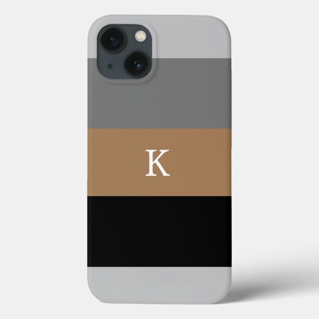 Masculine Stripe Monogrammed Case-Mate iPhone Case (Back)