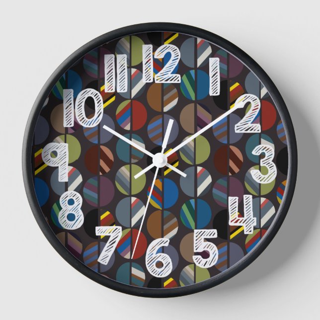 Masculine Striped Oval Halves  Clock (Front)