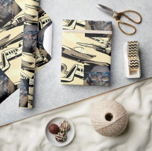 Masculine Style Illustrated Planes Personalised Wrapping Paper