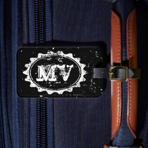Masculine vintage monogram travel luggage tag