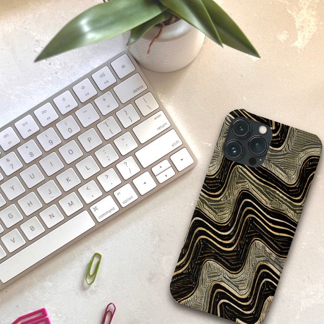 Masculine Waves Abstract Modern Cool Guy Fun Case-Mate iPhone Case (Creator Uploaded)