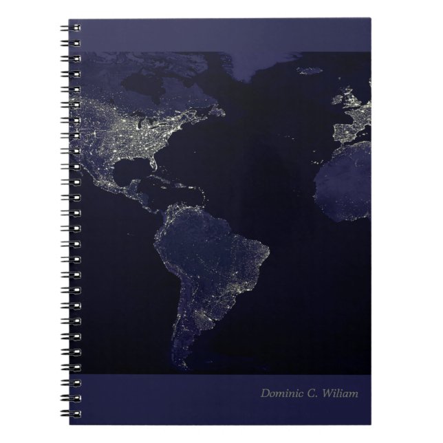 Masculine World Map Black Stylish Passport Holder Notebook (Front)