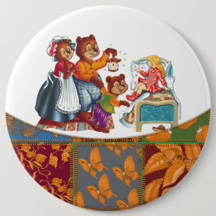 Masha and 3 bears 6 cm round badge