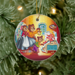 Masha and 3 bears. Animal Family. Ceramic Ornament