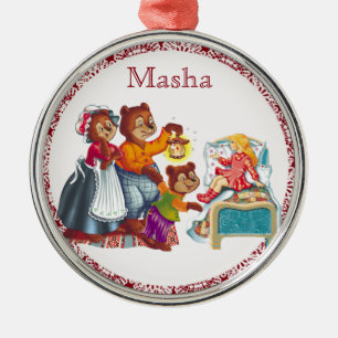 Masha and 3 bears metal ornament