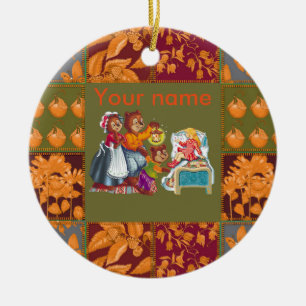 Masha and 3 fairy-tale bears ceramic ornament