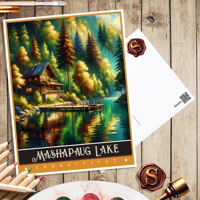 Mashapaug Lake, Connecticut | Vintage Painting Postcard (Creator Uploaded)