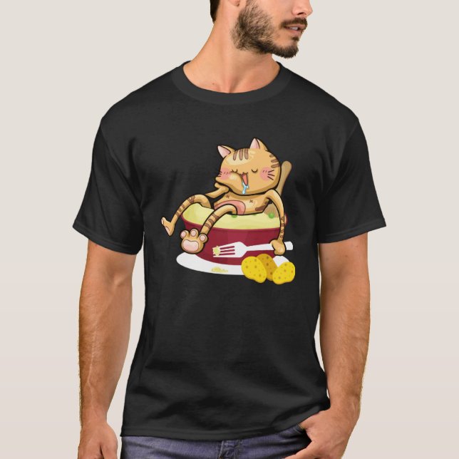 Mashed Potatoes  Cat Thanksgiving Dinner T-Shirt (Front)