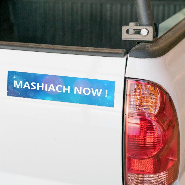 Mashiach Now Blue Cosmic Star Lights Messianic Bumper Sticker (On Truck)