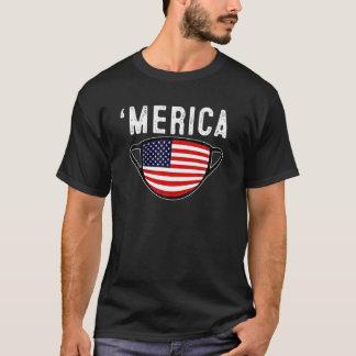 Mask American Flag T 4Th Of July Men Women Merica T-Shirt