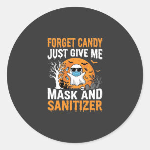 Mask and Sanitizer Halloween Ghost Design_1 Classic Round Sticker