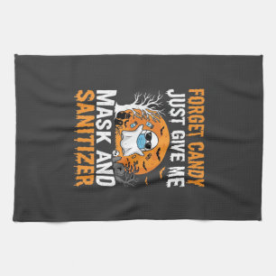 Mask and Sanitizer Halloween Ghost Design_1 Tea Towel