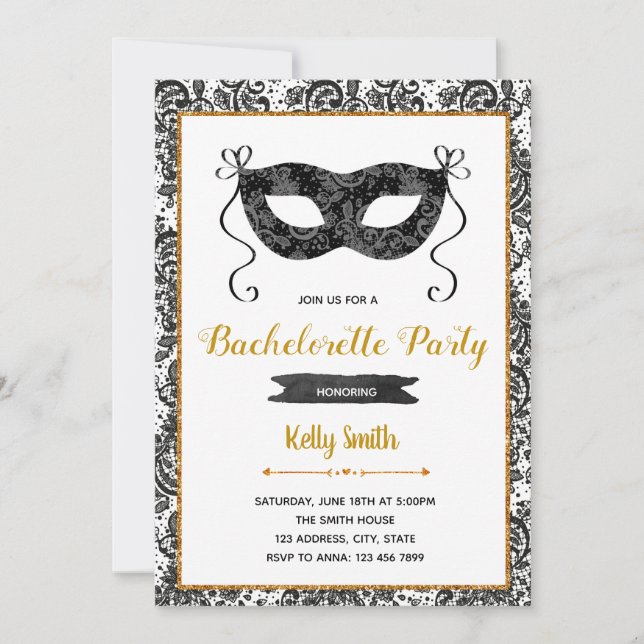 Mask bachelorette invitation (Front)