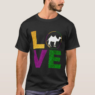 Mask Beads Mardi Gras I Love Camel Animals T-Shirt