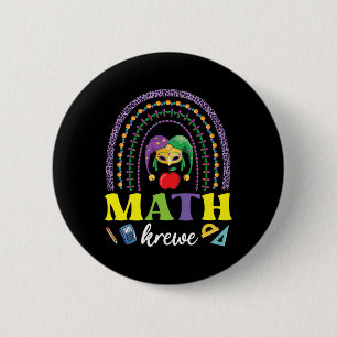 Mask Beads Rainbow Mardi Gras Math Krewe Teacher S 6 Cm Round Badge