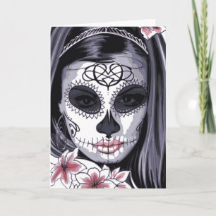 Mask Carnival Day of the Dead Floral Woman Card
