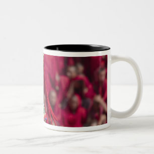 Mask dance performance at Tshechu Festival 3 Two-Tone Coffee Mug