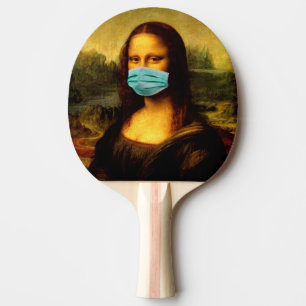 Mask for face. Mona Lisa in quarantine. Meme Funny Ping Pong Paddle