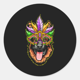 Mask German Shepherd Classic Round Sticker