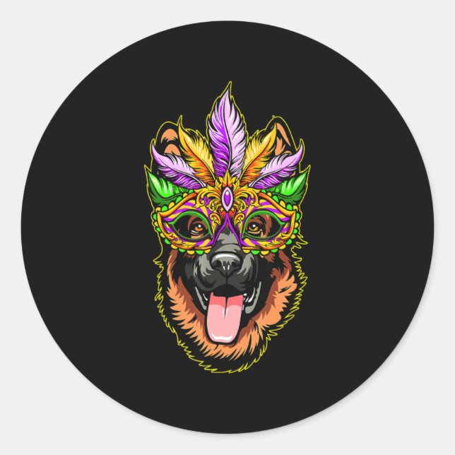 Mask German Shepherd Classic Round Sticker (Front)