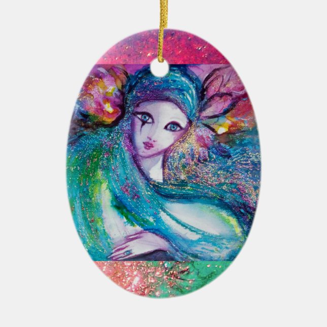 MASK IN BLUE, Monogram Ceramic Ornament (Front)