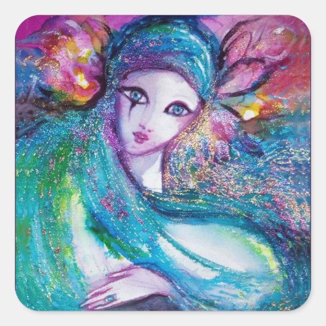 MASK IN BLUE / Venetian Masquerade Masks Square Sticker (Front)