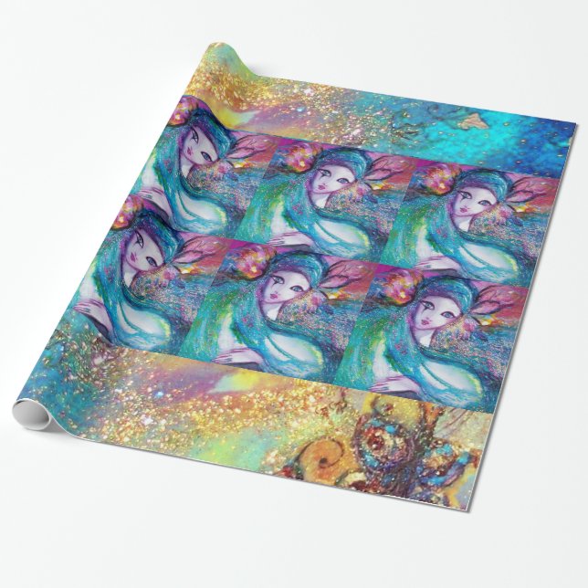 MASK IN BLUE / Venetian Masquerade Masks Wrapping Paper (Unrolled)