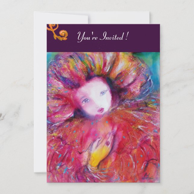 MASK IN RED / MARDI GRAS MASQUERADE PARTY INVITATION (Front)