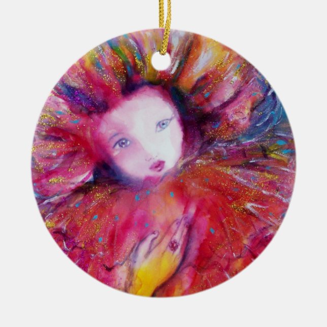 MASK IN RED, Monogram Ceramic Ornament (Front)