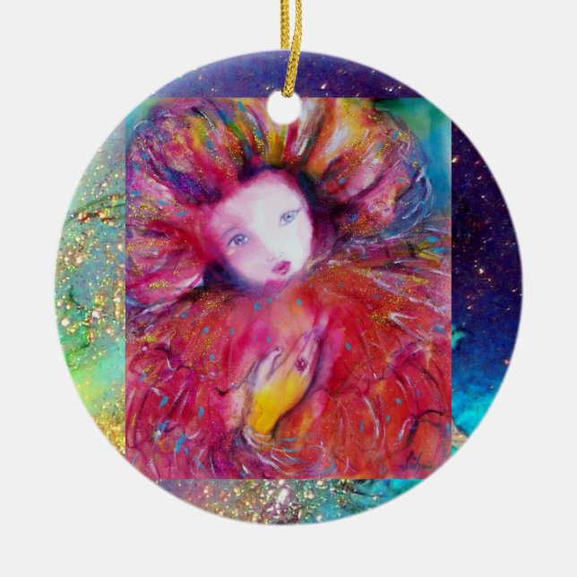 MASK IN RED, Monogram Ceramic Tree Decoration (Front)