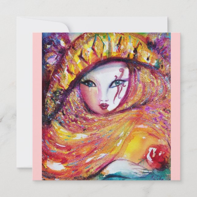 MASK IN YELLOW Carnival Masks Masquerade Party Invitation (Front)