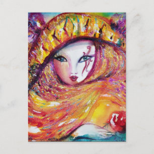 MASK IN YELLOW Masquerade Costume Party Invitation Postcard