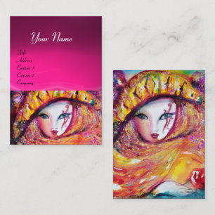 MASK IN YELLOW ,Pink Fuchsia Purple Amethyst Business Card